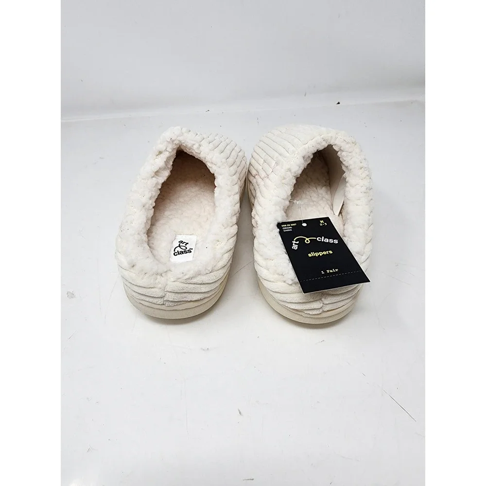 Art Class Landry Bow Slippers Off-White Pink Bows Girls Size M 2-3 New